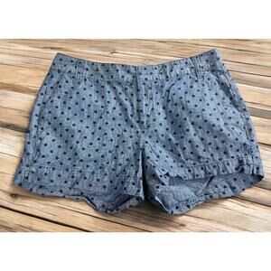 Old Navy Chambray Polka Dot Shorts Sz 4 Cotton Blue Chino Casual 3" Inseam
